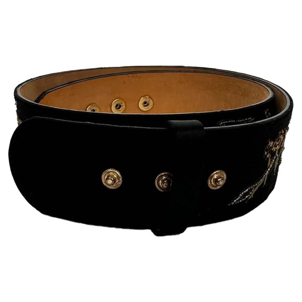 Alexander McQueen Embellished Belt in Black Suede